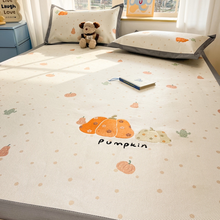 91家纺网 家纺一手货源 找家纺 雅居纺家纺 2026新款A类加厚三明治底绣花冰藤席床单款凉席席子 万事不南