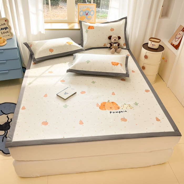 91家纺网 家纺一手货源 找家纺 雅居纺家纺 2026新款A类加厚三明治底绣花冰藤席床单款凉席席子 万事不南