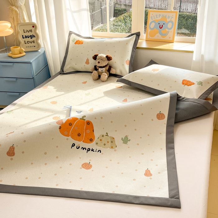 91家纺网 家纺一手货源 找家纺 雅居纺家纺 2026新款A类加厚三明治底绣花冰藤席床单款凉席席子 万事不南