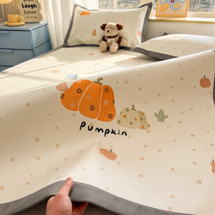 91家纺网 家纺一手货源 找家纺 雅居纺家纺 2026新款A类加厚三明治底绣花冰藤席床单款凉席席子 万事不南