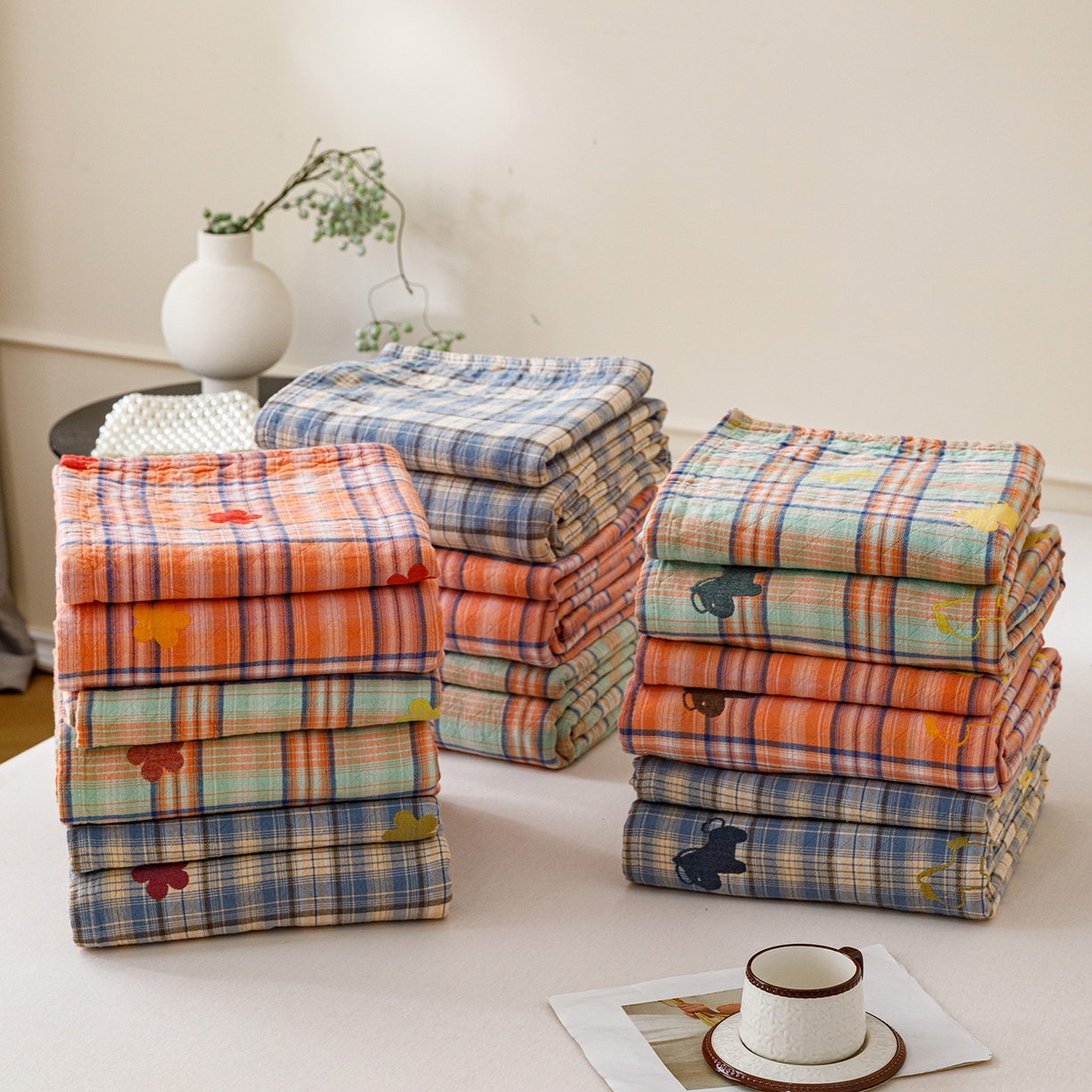 91家纺网 家纺一手货源 找家纺 悦然毛巾被 2026春夏新款全棉纯棉三层纱水洗毛巾被夏被夏凉被空调被 组合图仅供展示不可下单