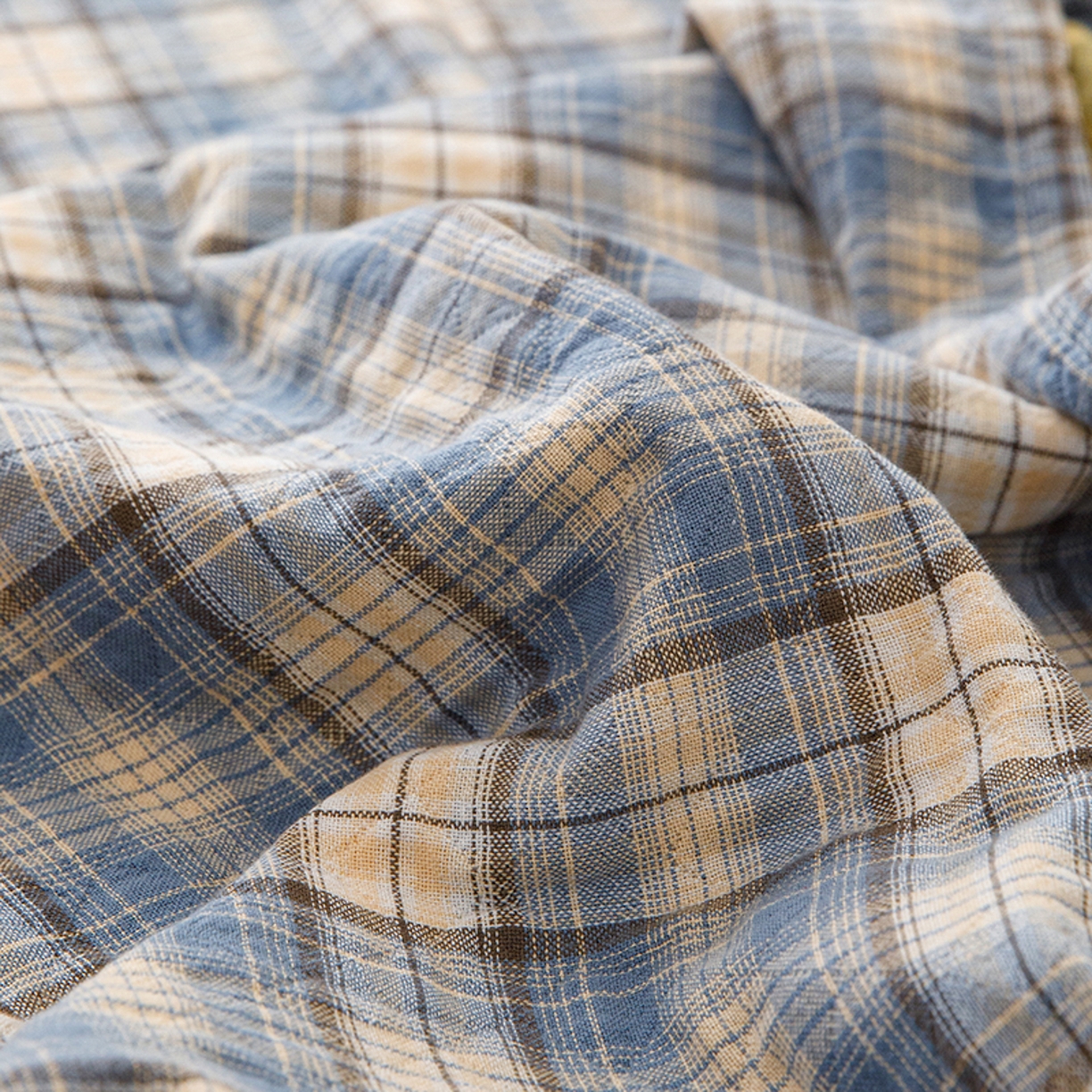 91家纺网 家纺一手货源 找家纺 悦然毛巾被 2026春夏新款全棉纯棉三层纱水洗毛巾被夏被夏凉被空调被 彩格蓝