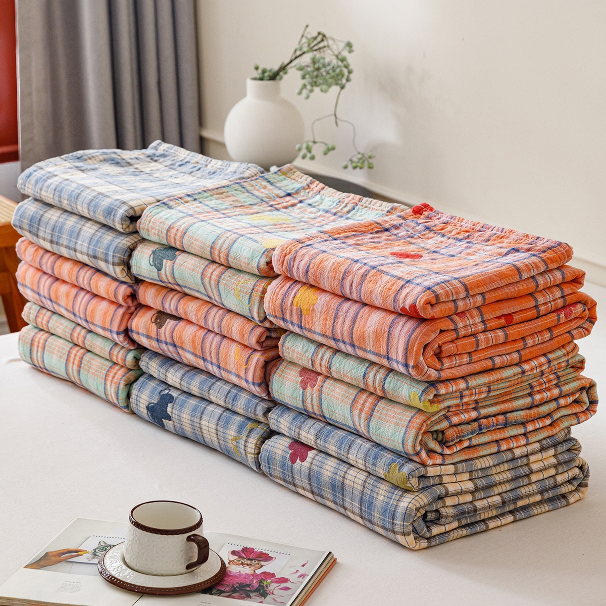 91家纺网 家纺一手货源 找家纺 悦然毛巾被 2026春夏新款全棉纯棉三层纱水洗毛巾被夏被夏凉被空调被 组合图仅供展示不可下单