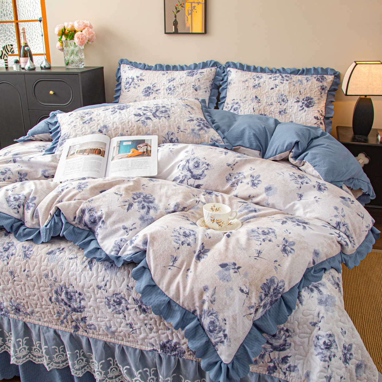 91家纺网 家纺一手货源 找家纺 （总）美之润家纺 2026新款原麻夹棉床盖四件套