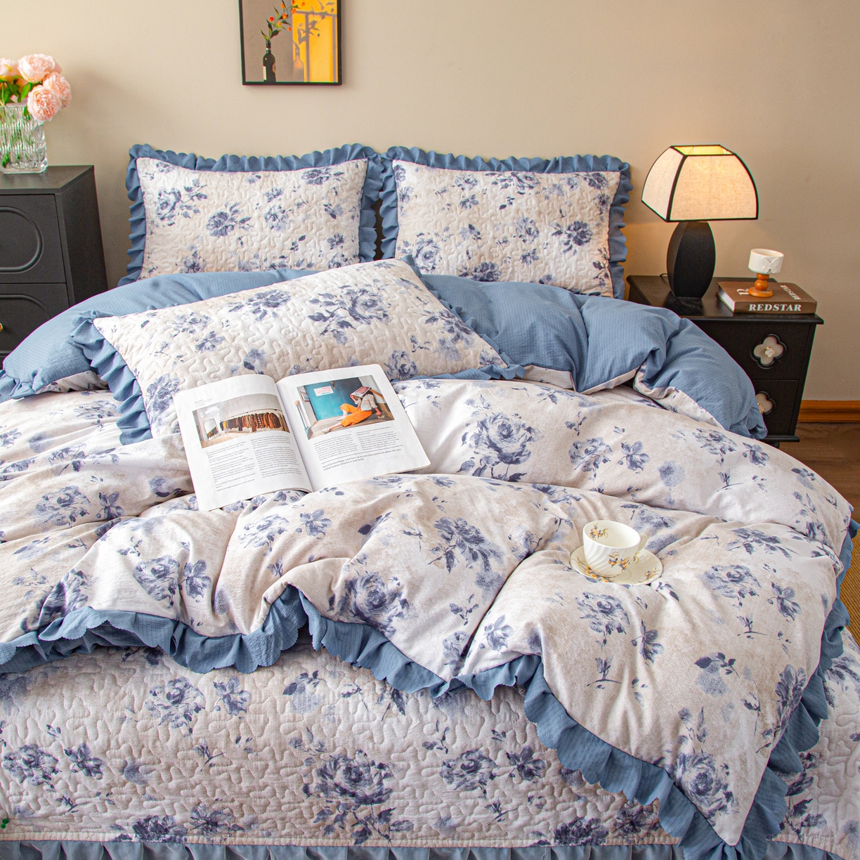 91家纺网 家纺一手货源 找家纺 （总）美之润家纺 2026新款原麻夹棉床盖四件套