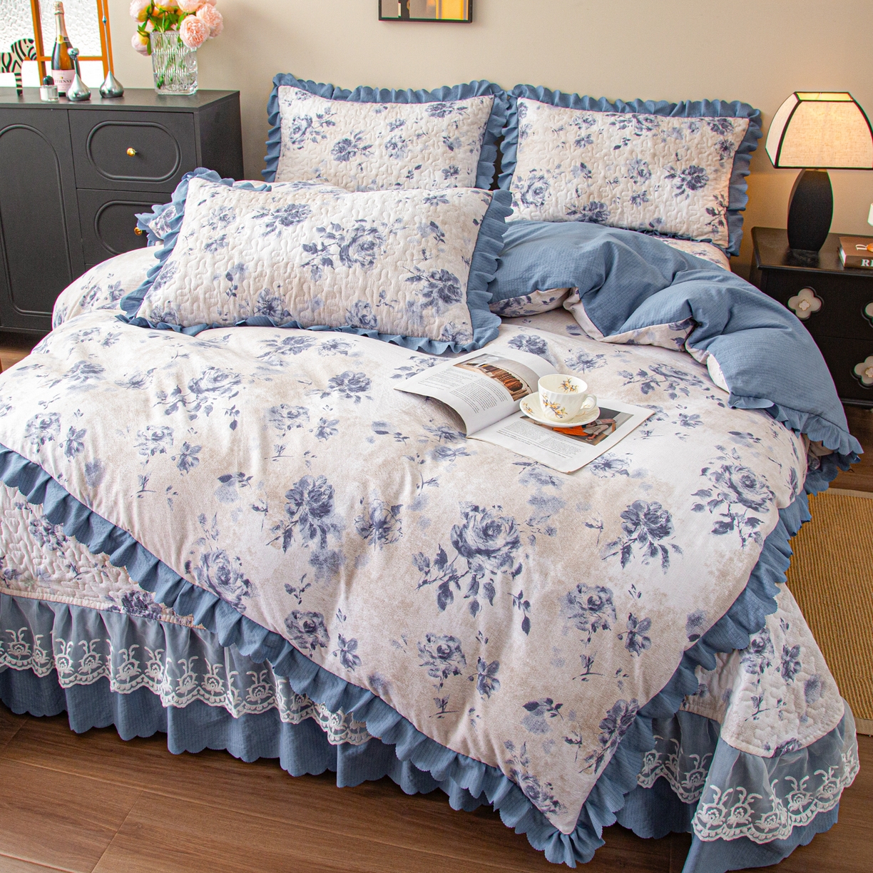 91家纺网 家纺一手货源 找家纺 （总）美之润家纺 2026新款原麻夹棉床盖四件套