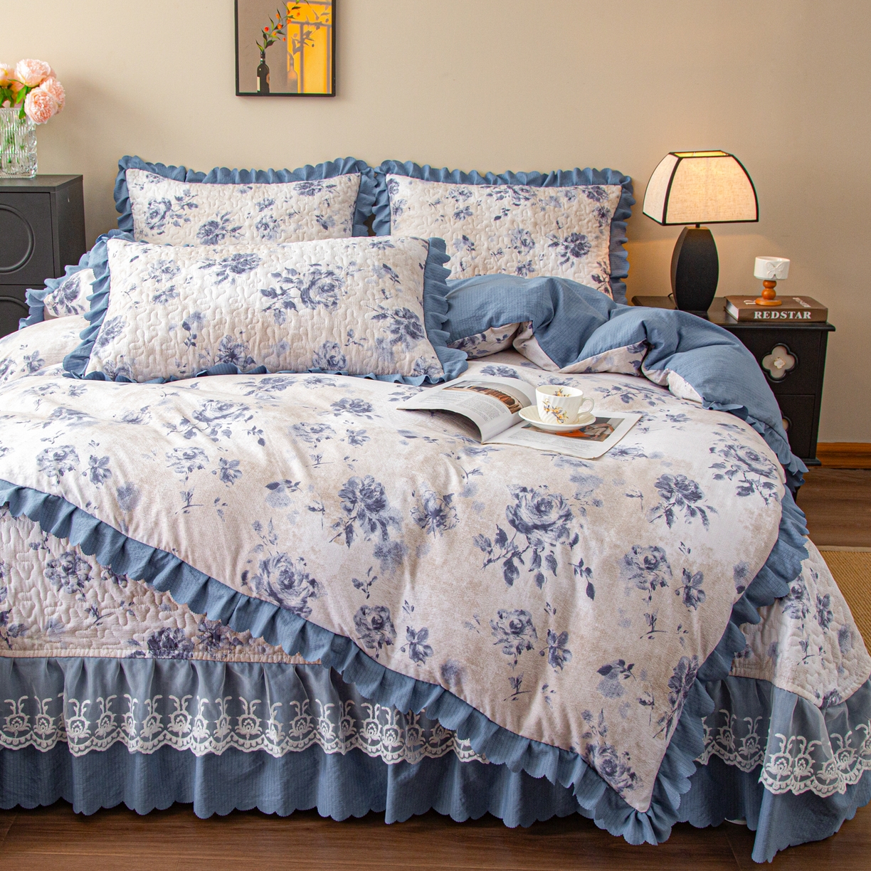 91家纺网 家纺一手货源 找家纺 （总）美之润家纺 2026新款原麻夹棉床盖四件套