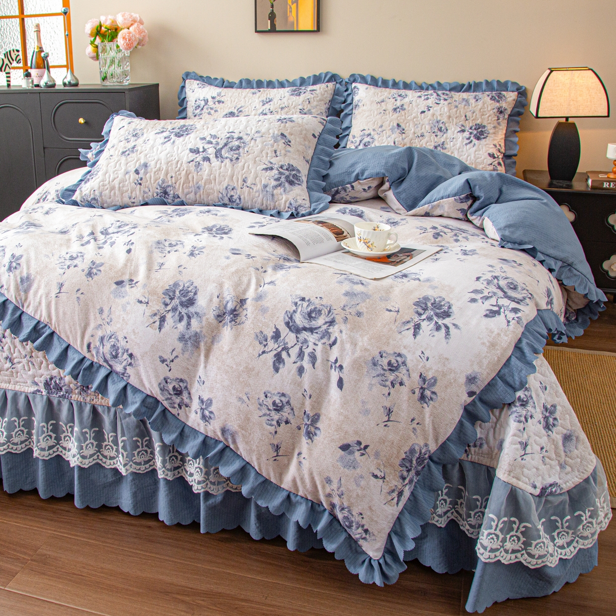 91家纺网 家纺一手货源 找家纺 （总）美之润家纺 2026新款原麻夹棉床盖四件套