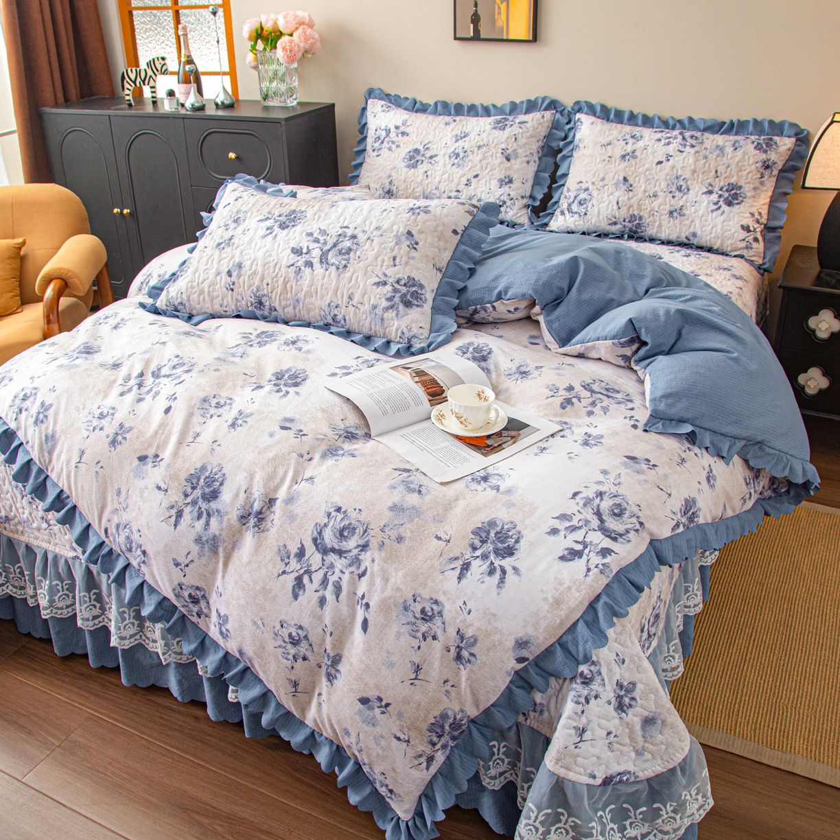 91家纺网 家纺一手货源 找家纺 （总）美之润家纺 2026新款原麻夹棉床盖四件套