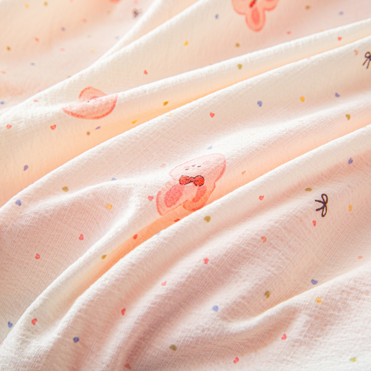 91家纺网 家纺一手货源 找家纺 美之润家纺 2026新款原麻夹棉床盖四件套 粉樱奶白