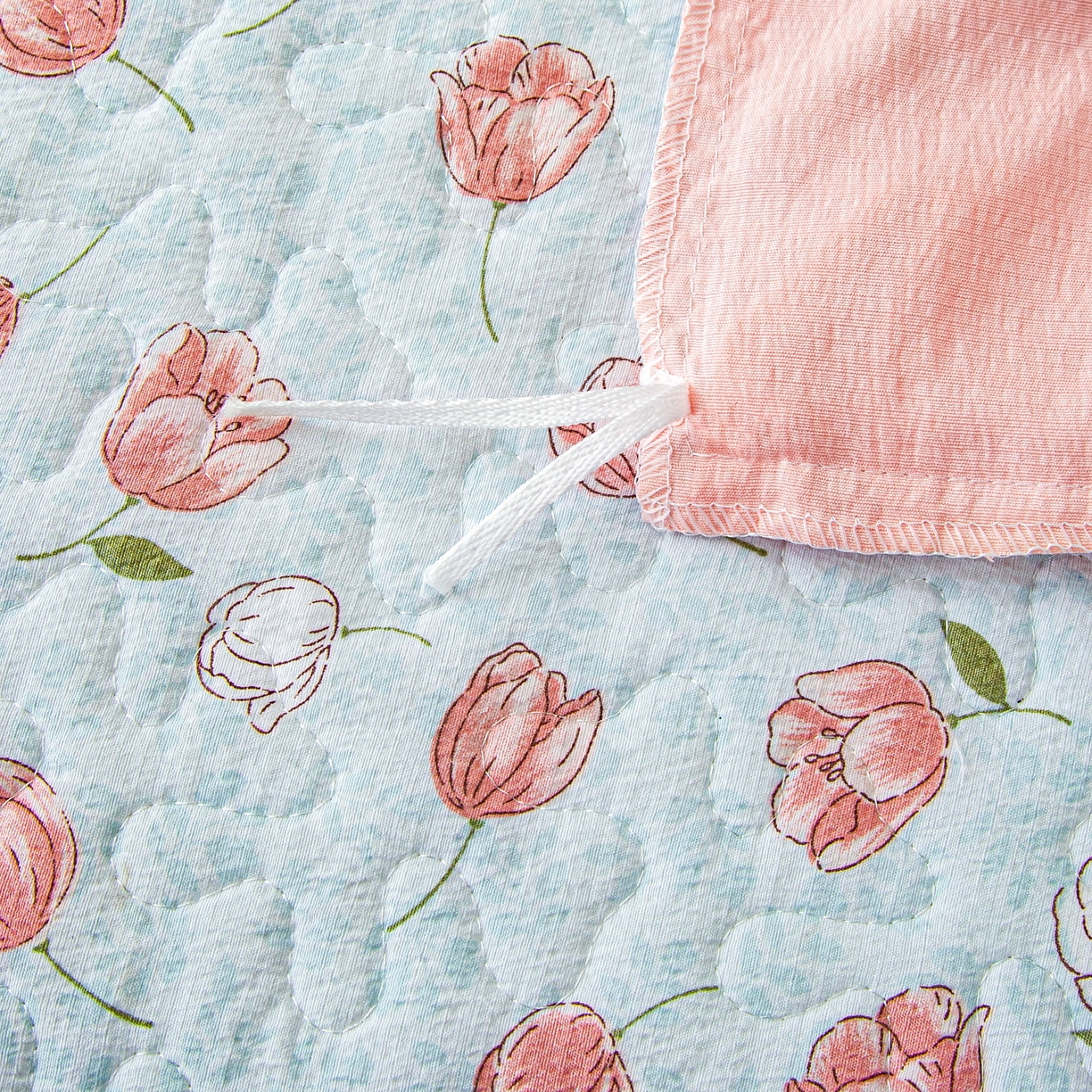 91家纺网 家纺一手货源 找家纺 美之润家纺 2026新款原麻夹棉床盖四件套 桃桃冰沙