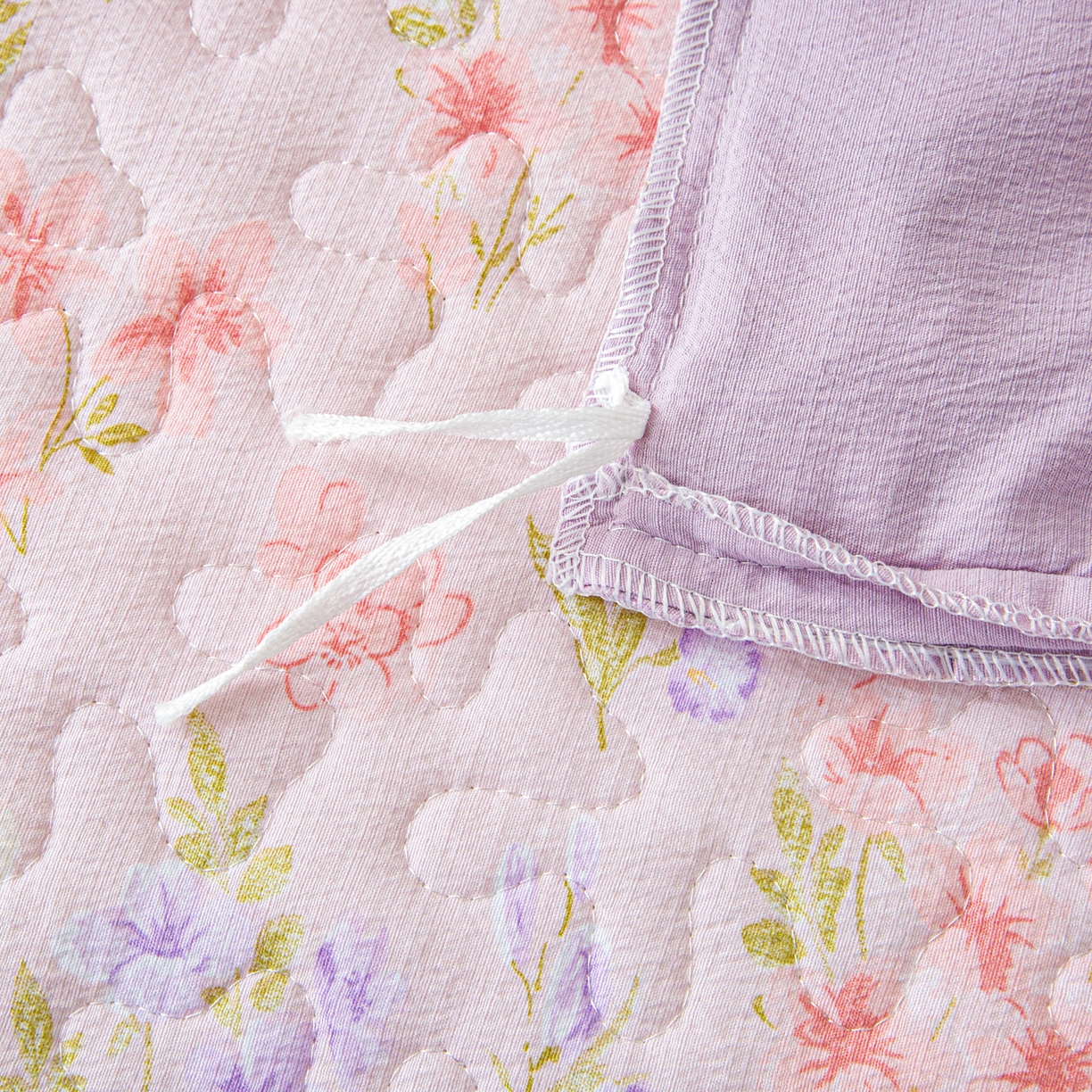 91家纺网 家纺一手货源 找家纺 美之润家纺 2026新款原麻夹棉床盖四件套 薰衣草信