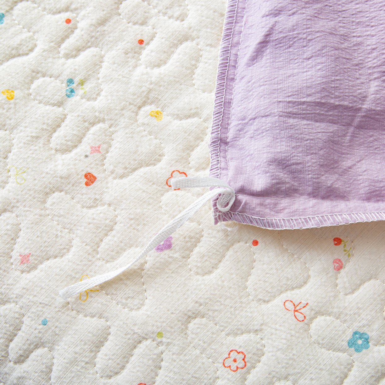 91家纺网 家纺一手货源 找家纺 美之润家纺 2026新款原麻夹棉床盖四件套 紫星碎梦