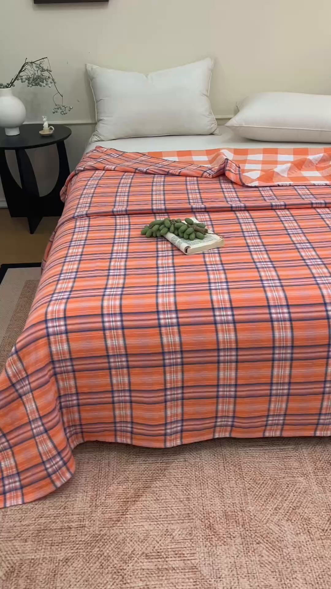 91家纺网 家纺一手货源 找家纺 悦然毛巾被 2026春夏新款全棉纯棉三层纱水洗毛巾被夏被夏凉被空调被 彩格橙