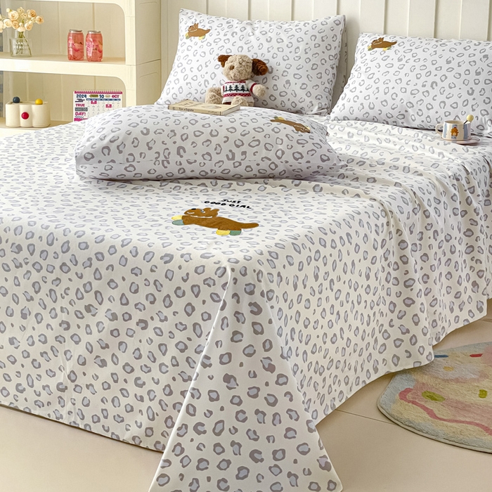 91家纺网 家纺一手货源 找家纺 雅居纺家纺 2026新款全棉绣花A类老粗布床单单件床单单品凉席席子 老粗布-奔跑小狗