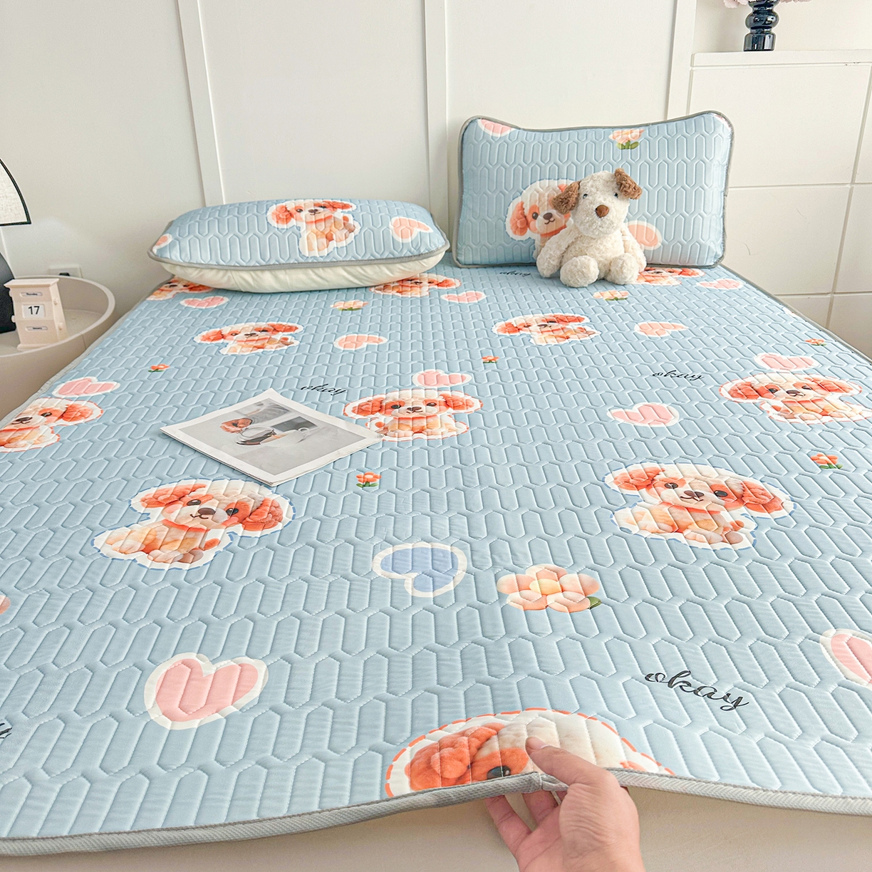 91家纺网 家纺一手货源 找家纺 （总）悦织湾家纺 2026新款床单款乳胶席三件套印花纯色冰丝凉感夏凉乳胶席子