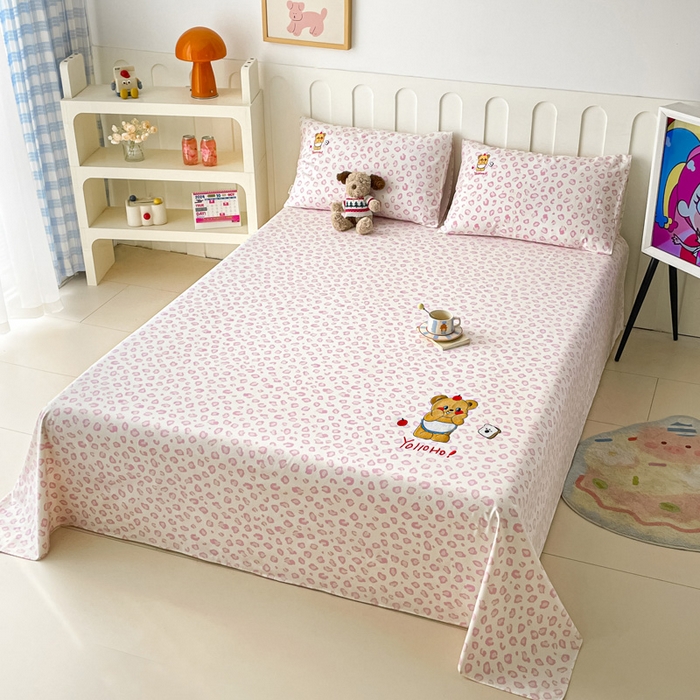 91家纺网 家纺一手货源 找家纺 雅居纺家纺 2026新款全棉绣花A类老粗布床单单件床单单品凉席席子 老粗布-可爱熊