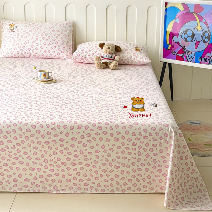 91家纺网 家纺一手货源 找家纺 雅居纺家纺 2026新款全棉绣花A类老粗布床单单件床单单品凉席席子 老粗布-可爱熊