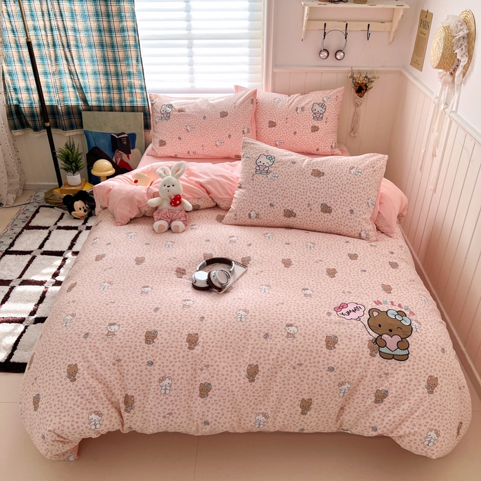 91家纺网 家纺一手货源 找家纺 （总）妖妖家纺  2026小清新软糯双层纱刺绣四件套