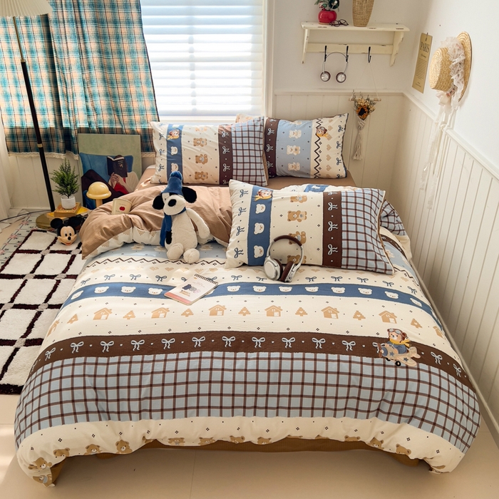 91家纺网 家纺一手货源 找家纺 （总）妖妖家纺  2026小清新软糯双层纱刺绣四件套