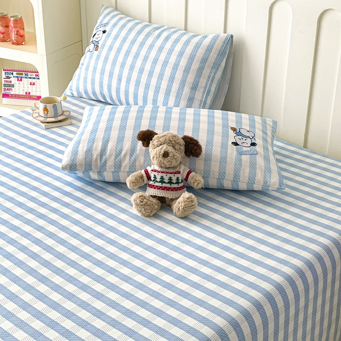 91家纺网 家纺一手货源 找家纺 雅居纺家纺 2026新款全棉绣花A类老粗布床单单件床单单品凉席席子 老粗布-篮球小狗