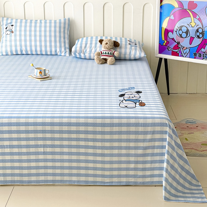 91家纺网 家纺一手货源 找家纺 雅居纺家纺 2026新款全棉绣花A类老粗布床单单件床单单品凉席席子 老粗布-篮球小狗