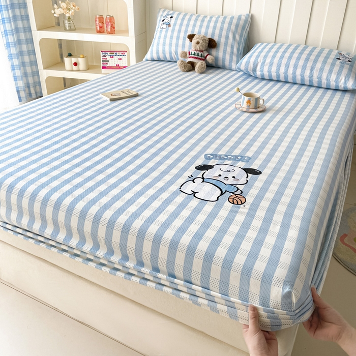 91家纺网 家纺一手货源 找家纺 （总）雅居纺家纺 2026新款全棉绣花A类老粗布床笠单件床笠单品凉席席子