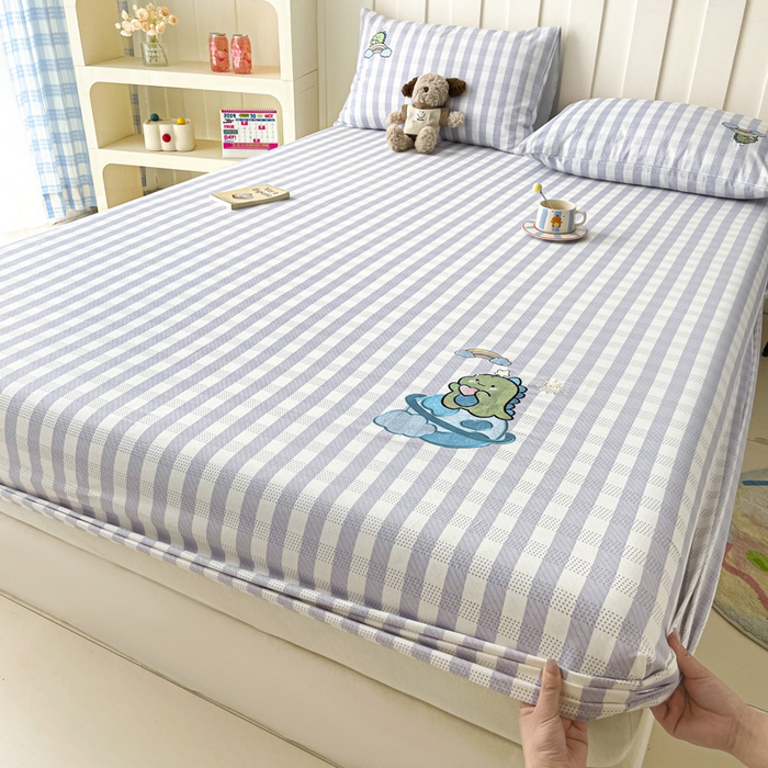 91家纺网 家纺一手货源 找家纺 （总）雅居纺家纺 2026新款全棉绣花A类老粗布床笠单件床笠单品凉席席子