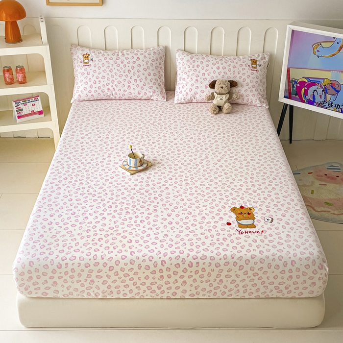 91家纺网 家纺一手货源 找家纺 雅居纺家纺 2026新款全棉绣花A类老粗布床笠单件床笠单品凉席席子 老粗布-可爱熊