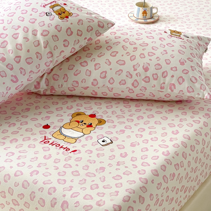 91家纺网 家纺一手货源 找家纺 雅居纺家纺 2026新款全棉绣花A类老粗布床笠单件床笠单品凉席席子 老粗布-可爱熊