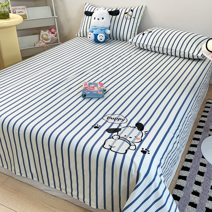 91家纺网 家纺一手货源 找家纺 雅居纺家纺 2026新款全棉绣花A类老粗布床单单件床单单品凉席席子 老粗布-Happy小狗