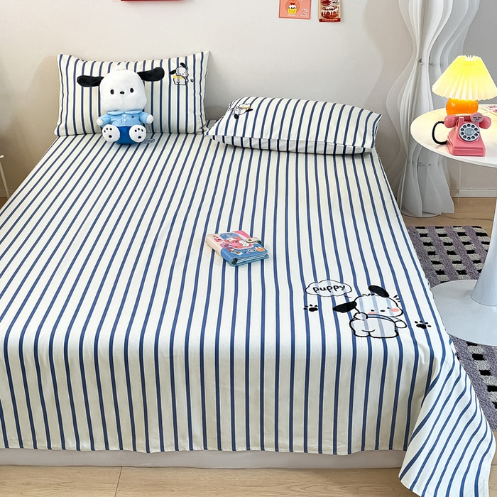 91家纺网 家纺一手货源 找家纺 雅居纺家纺 2026新款全棉绣花A类老粗布床单单件床单单品凉席席子 老粗布-Happy小狗