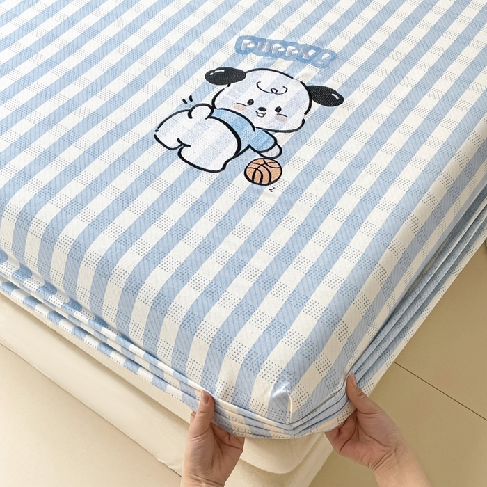 91家纺网 家纺一手货源 找家纺 雅居纺家纺 2026新款全棉绣花A类老粗布床笠单件床笠单品凉席席子 老粗布-篮球小狗