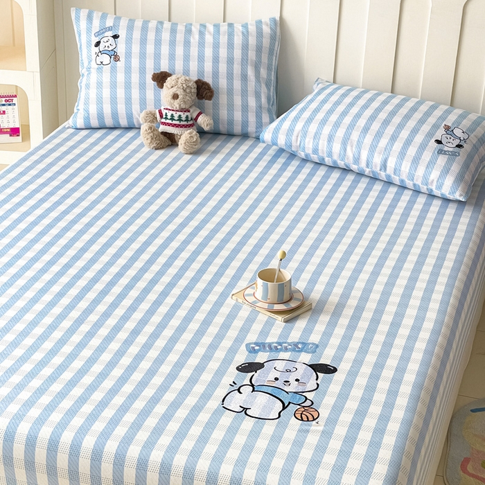 91家纺网 家纺一手货源 找家纺 雅居纺家纺 2026新款全棉绣花A类老粗布床笠单件床笠单品凉席席子 老粗布-篮球小狗