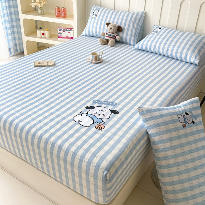 91家纺网 家纺一手货源 找家纺 雅居纺家纺 2026新款全棉绣花A类老粗布床笠单件床笠单品凉席席子 老粗布-篮球小狗