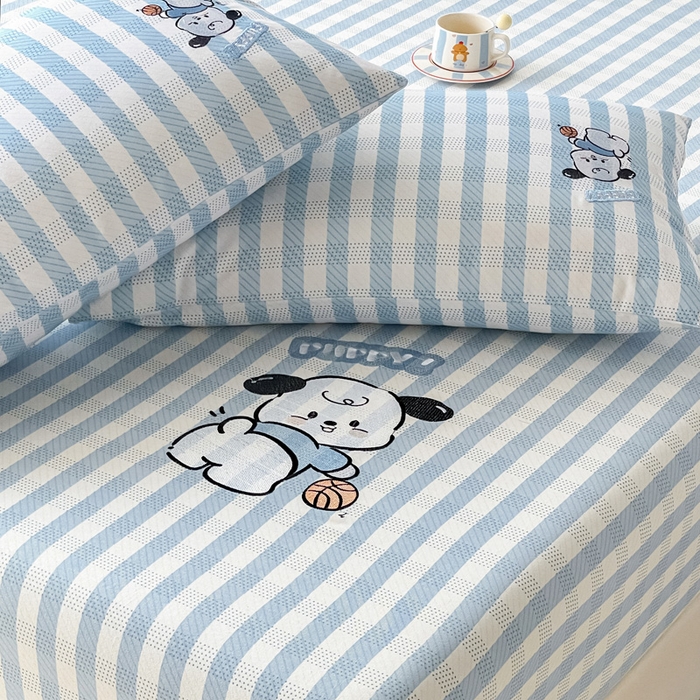 91家纺网 家纺一手货源 找家纺 雅居纺家纺 2026新款全棉绣花A类老粗布床笠单件床笠单品凉席席子 老粗布-篮球小狗