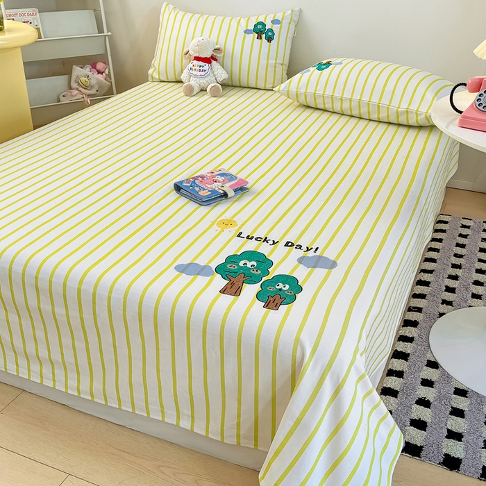 91家纺网 家纺一手货源 找家纺 雅居纺家纺 2026新款全棉绣花A类老粗布床单单件床单单品凉席席子 老粗布-发财树