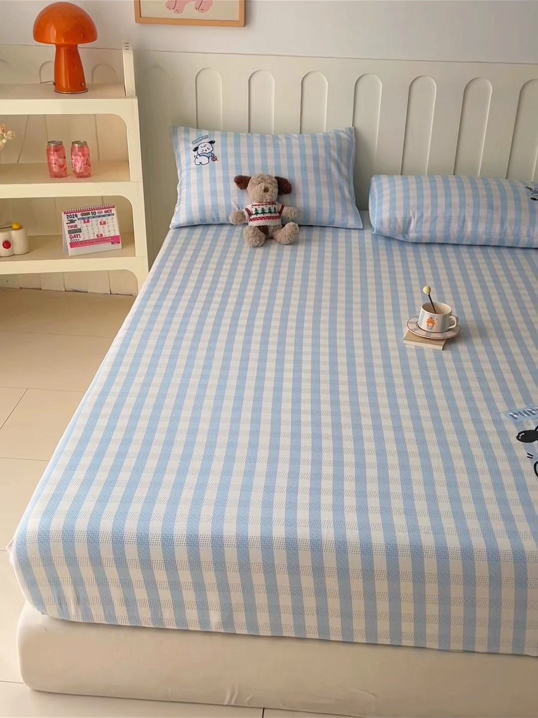 91家纺网 家纺一手货源 找家纺 雅居纺家纺 2026新款全棉绣花A类老粗布床笠单件床笠单品凉席席子 老粗布-篮球小狗