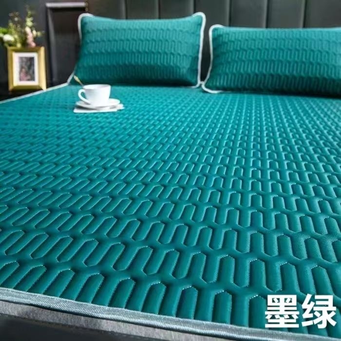 91家纺网 家纺一手货源 找家纺 （总）悦织湾家纺 2026新款床单款乳胶席三件套印花纯色冰丝凉感夏凉乳胶席子