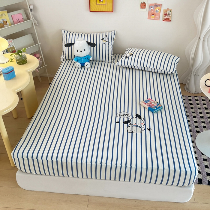 91家纺网 家纺一手货源 找家纺 雅居纺家纺 2026新款全棉绣花A类老粗布床笠单件床笠单品凉席席子 老粗布-Happy小狗