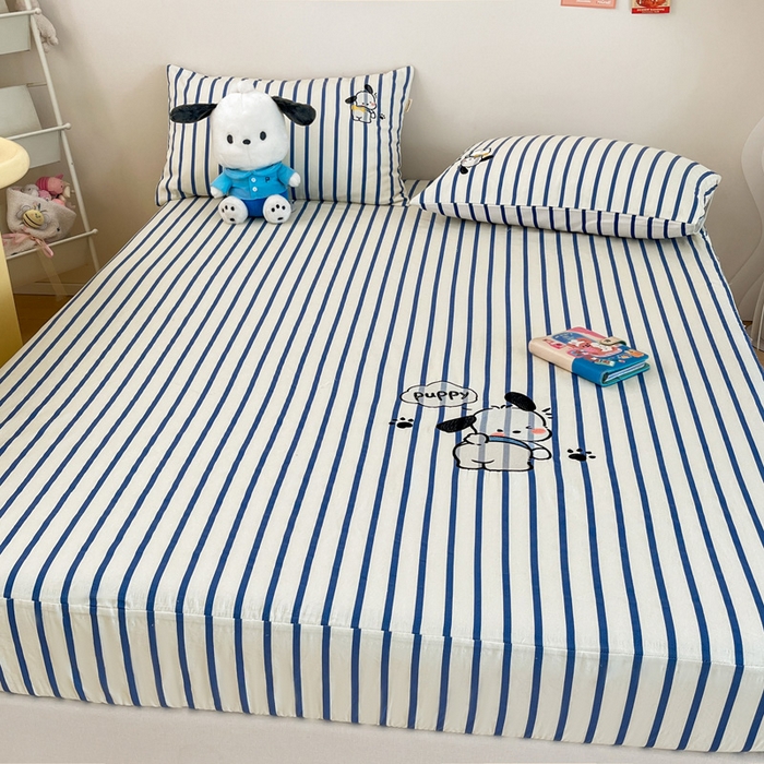 91家纺网 家纺一手货源 找家纺 雅居纺家纺 2026新款全棉绣花A类老粗布床笠单件床笠单品凉席席子 老粗布-Happy小狗