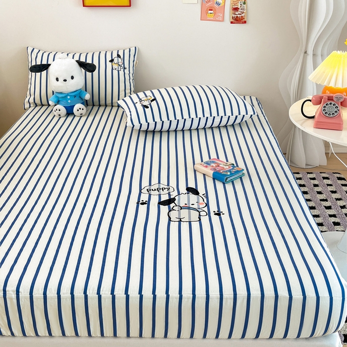 91家纺网 家纺一手货源 找家纺 雅居纺家纺 2026新款全棉绣花A类老粗布床笠单件床笠单品凉席席子 老粗布-Happy小狗