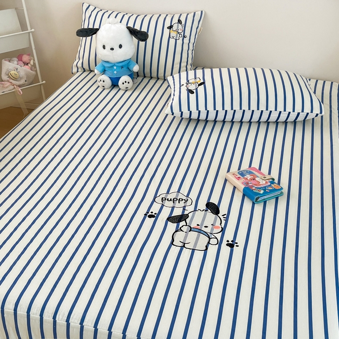 91家纺网 家纺一手货源 找家纺 雅居纺家纺 2026新款全棉绣花A类老粗布床笠单件床笠单品凉席席子 老粗布-Happy小狗