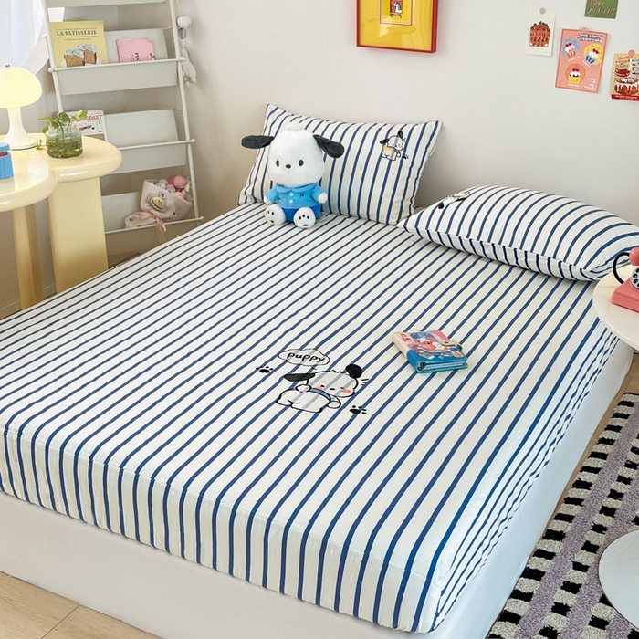 91家纺网 家纺一手货源 找家纺 雅居纺家纺 2026新款全棉绣花A类老粗布床笠单件床笠单品凉席席子 老粗布-Happy小狗