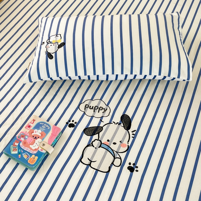 91家纺网 家纺一手货源 找家纺 雅居纺家纺 2026新款全棉绣花A类老粗布床笠单件床笠单品凉席席子 老粗布-Happy小狗