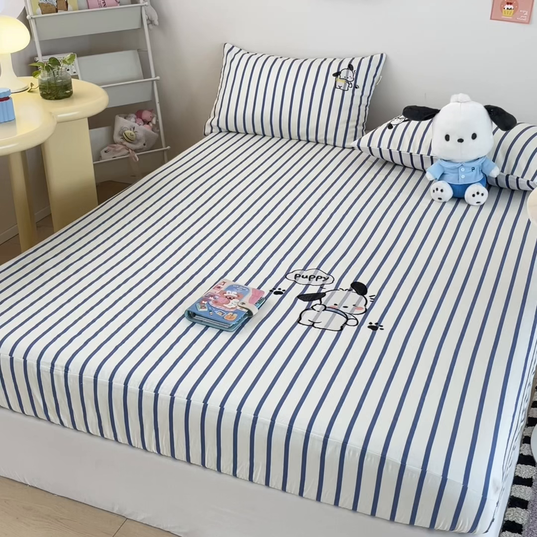 91家纺网 家纺一手货源 找家纺 雅居纺家纺 2026新款全棉绣花A类老粗布床笠单件床笠单品凉席席子 老粗布-Happy小狗