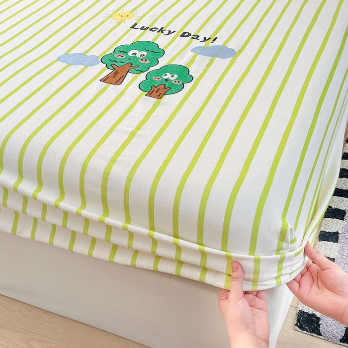 91家纺网 家纺一手货源 找家纺 雅居纺家纺 2026新款全棉绣花A类老粗布床笠单件床笠单品凉席席子 老粗布-发财树