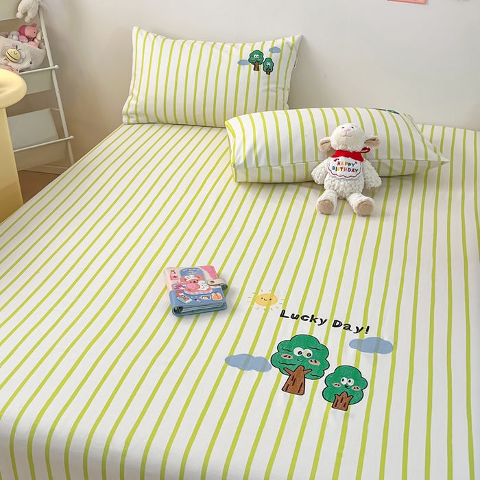 91家纺网 家纺一手货源 找家纺 雅居纺家纺 2026新款全棉绣花A类老粗布床笠单件床笠单品凉席席子 老粗布-发财树