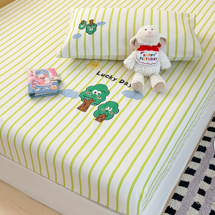 91家纺网 家纺一手货源 找家纺 雅居纺家纺 2026新款全棉绣花A类老粗布床笠单件床笠单品凉席席子 老粗布-发财树