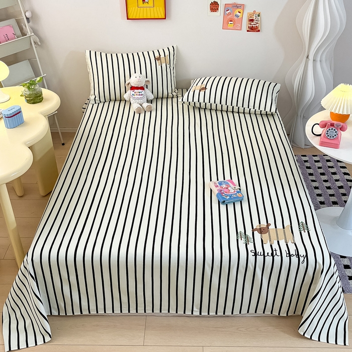 雅居纺家纺 2026新款全棉绣花A类老粗布床单单件床单单品凉席席子 老粗布-小绵羊